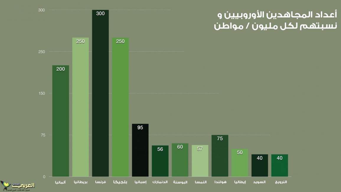 أعداد المجاهدين الأوروبيين