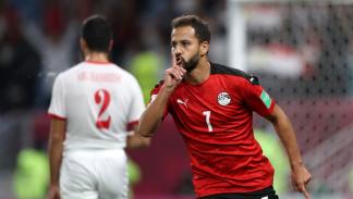 أحمد رفعت مع منتخب مصر على ملعب الجنوب في قطر، 11 ديسمبر/كانون الأول 2021 (Getty)