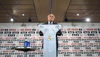 President of Real Madrid football club Ramon Calderon attends a press conference as he announces stepping down, at the Santiago Bernabeu stadium in Madrid, on January 16, 2009. His move follows allegations that he rigged voting at the club's last annual general assembly, which approved its financial accounts. The defending Spanish champion's vice president Vicente Boluda Fos will take over as caretaker president until fresh elections are held in June. AFP PHOTO/ PIERRE-PHILIPPE MARCOU (Photo credit should r