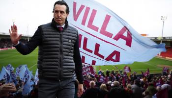 BIRMINGHAM, ENGLAND - APRIL 15: Unai Emery head coach of Aston Villa in action during the Premier League match between Aston Villa and Newcastle United at Villa Park on April 15, 2023 in Birmingham, England. (Photo by Neville Williams/Aston Villa FC via Getty Images)