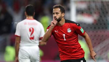 أحمد رفعت مع منتخب مصر على ملعب الجنوب في قطر، 11 ديسمبر/كانون الأول 2021 (Getty)