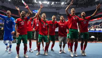 فرحة لاعبي منتخب المغرب للصالات بعد الفوز، 16 سبتمبر 2024 (أليكس كاباروس/Getty)